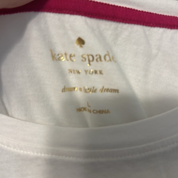 Kate Spade Play Hooky Pink and White Pajamas 3/4 Sleeves and Shorts Size L - Picture 3 of 8